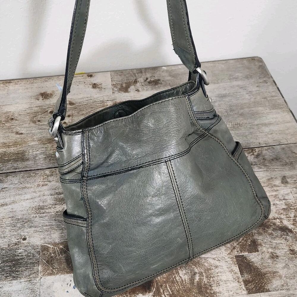 Fossil Y2K Sage Green Leather Shoulder Bag Purse Chunky Strap Boho Grunge